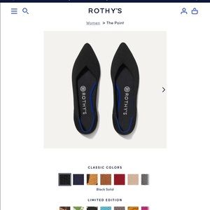 Rothy’s The Point in black. Used twice.